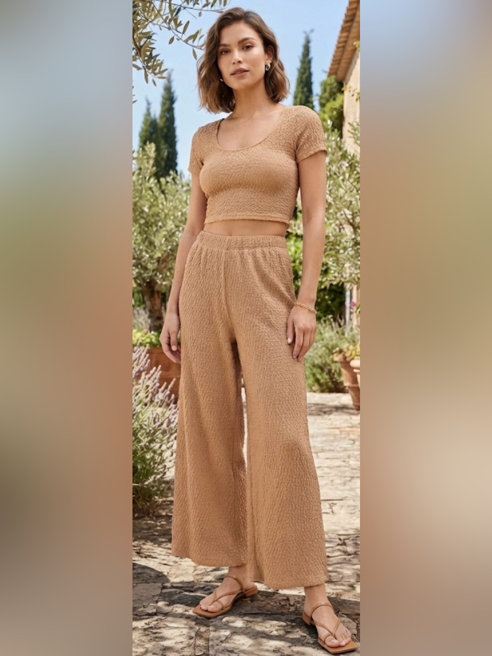 Truth by Republic Wide-Leg Textured Pull-On Pants